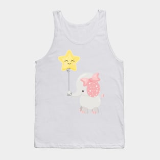 Elephant With Balloon, Crown, Cute Elephant, Star Tank Top